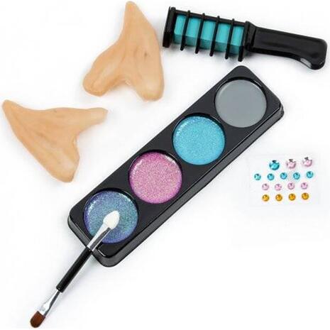 Χρώματα προσώπου Kidea 097142 Ξωτικό (σετ 4 χρώματα glitter + στρας + 2 αυτάκια ξωτικού)