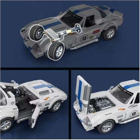 Mattel Brick Shop Hot Wheels Corvette Grand Sport Building Toy Kit (918 Pieces), For Collectors (JGR31)