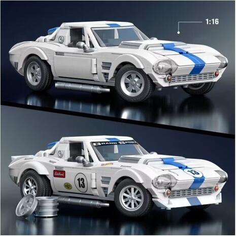 Mattel Brick Shop Hot Wheels Corvette Grand Sport Building Toy Kit (918 Pieces), For Collectors (JGR31)
