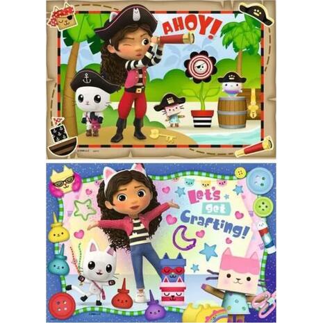 Παζλ Ravensburger Gabby's Dollhouse – Πάμε στο πειρατικό πάρτι! 2x24 τεμαχίων