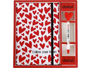 Σετ σημειωματάριο με λάστιχο & στυλό i-Total XL1831B Heart A5