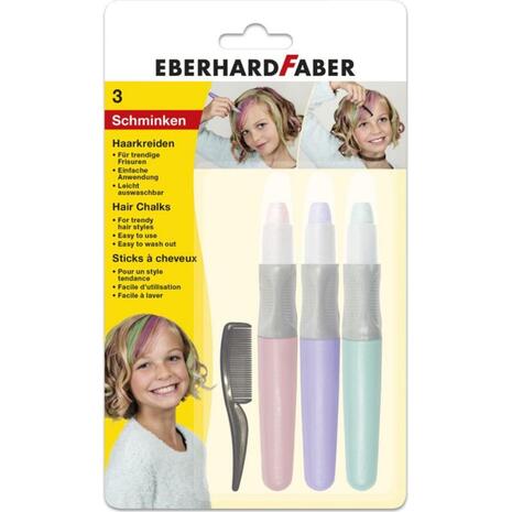 Χρώματα κιμωλίας μαλλιών Eberhard Faber σετ 3 χρωμάτων + χτενάκι (5792-02)