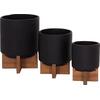 ΣΕΤ 3 ΓΛΑΣΤΡΕΣ ΜΕ TEAK ΒΑΣΕΙΣ TANTI HM4685.01 FIBER CEMENT ΣΕ ΜΑΥΡΟ ΧΡΩΜΑ