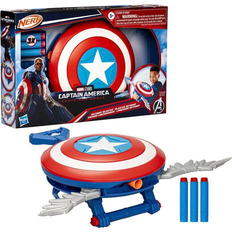 Hasbro Marvel Avengers Marvel Captain America Brave New World Nerf Skyshot Blaster, Ασπίδα (F9302)