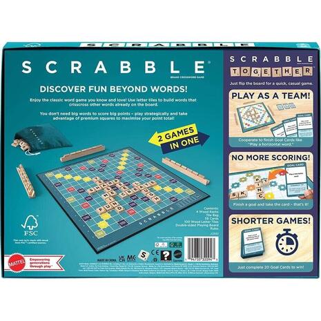 Επιτραπέζιο Scrabble 2 σε 1 με Ξύλινα Γράμματα (JLJ58)