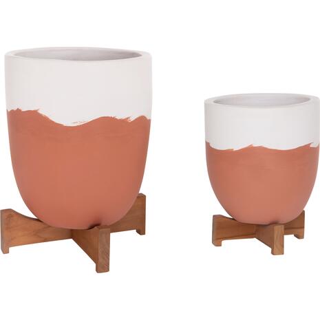 ΓΛΑΣΤΡΕΣ ΣΕΤ 2ΤΜΧ SEON HM4686.08 TERRACOTTA ΣΕ ΛΕΥΚΟ & ΤΕΡΑΚΟΤΑ--TEAK ΒΑΣΗ