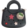 Τσαντάκι Croqbag Cactus με διακοσμητικά pins 22x26 cm - Μαύρο