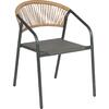 ΠΟΛΥΘΡΟΝΑ HOMAN HM6430.01 ΓΚΡΙ ΜΕΤΑΛΛΟ & TEXTILENE--ΜΠΕΖ P.E.RATTAN 53x58x75Υεκ
