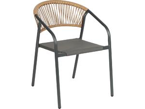 ΠΟΛΥΘΡΟΝΑ HOMAN HM6430.01 ΓΚΡΙ ΜΕΤΑΛΛΟ & TEXTILENE--ΜΠΕΖ P.E.RATTAN 53x58x75Υεκ