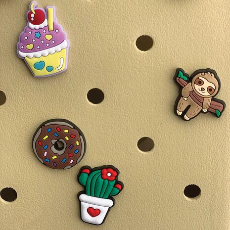 Τσαντάκι Croqbag Cactus με διακοσμητικά pins 16x20 cm - Μπεζ