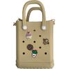 Τσαντάκι Croqbag Cactus με διακοσμητικά pins 16x20 cm - Μπεζ