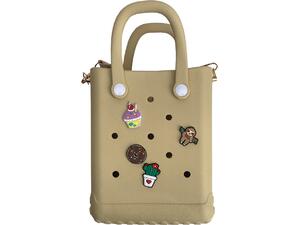 Τσαντάκι Croqbag Cactus με διακοσμητικά pins 16x20 cm - Μπεζ
