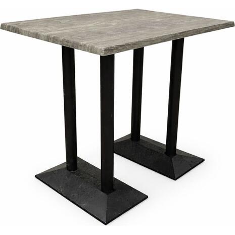 Τραπέζι Werzalit 120x80 σε χρώμα old pine με μαύρη μακρόστενη βάση από μαντέμι Υ72εκ