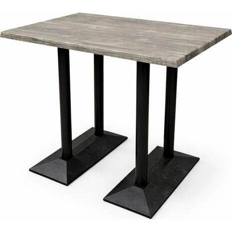 Τραπέζι Werzalit 120x80 σε χρώμα old pine με μαύρη μακρόστενη βάση από μαντέμι Υ72εκ