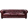 CHESTERFIELD Birmingham Καναπές 4Θέσιος Σαλονιού Καθιστικού, Δέρμα Antique Red (Ε9574,44)