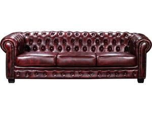 CHESTERFIELD Birmingham Καναπές 4Θέσιος Σαλονιού Καθιστικού, Δέρμα Antique Red (Ε9574,44)