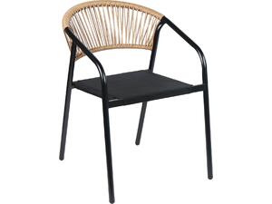 ΠΟΛΥΘΡΟΝΑ HOMAN HM6430.03 ΜΑΥΡΟ ΜΕΤΑΛΛΟ & TEXTILENE--ΜΠΕΖ P.E.RATTAN 53x58x75Υεκ