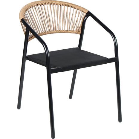 ΠΟΛΥΘΡΟΝΑ HOMAN HM6430.03 ΜΑΥΡΟ ΜΕΤΑΛΛΟ & TEXTILENE--ΜΠΕΖ P.E.RATTAN 53x58x75Υεκ