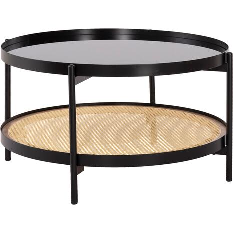 ΤΡΑΠΕΖΙ ΣΑΛΟΝΙΟΥ SEITZ HM18030 ΓΥΑΛΙ TOP-ΜΕΤΑΛΛΟ-RATTAN ΣΕ ΦΥΣΙΚΟ Φ80x45Υεκ.