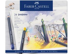 Κασετίνα μεταλλική με ξυλομπογιές FABER CASTELL goldfaber συσκευασία σετ 24 τεμαχίων