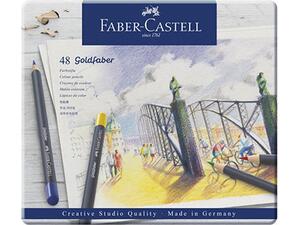 Κασετίνα μεταλλική με ξυλομπογιές FABER CASTELL goldfaber συσκευασία 48 τεμαχίων