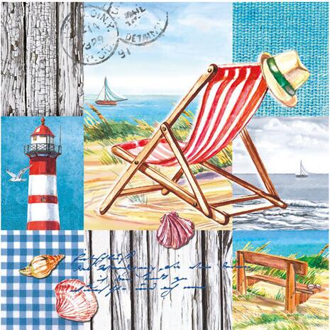 Χαρτοπετσέτα Decoupage  33x33cm Ambiente Beach Chair