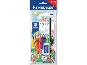 Ξυλομπογιές STAEDTLER Noris με δώρο μολύβι και γόμα (πακέτο 12 τεμαχίων)