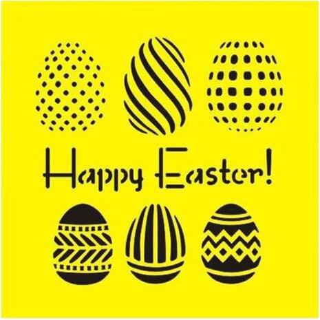 Στένσιλ πλαστικό "Πασχαλινά αυγά Happy Easter" 16x16cm (ST0143)
