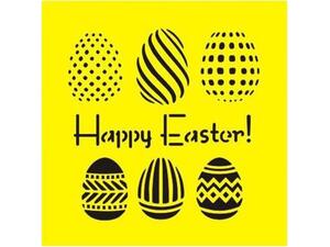 Στένσιλ πλαστικό "Πασχαλινά αυγά Happy Easter" 16x16cm (ST0143)