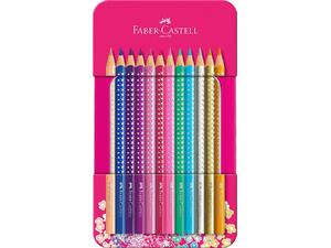 Κασετίνα μεταλλική με ξυλομπογιές Faber Castell Sparkle (σετ 12 τεμαχίων)