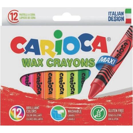 Κηρομπογιές Carioca Wax Crayons Maxi σετ 12 χρωμάτων (Διάφορα χρώματα)