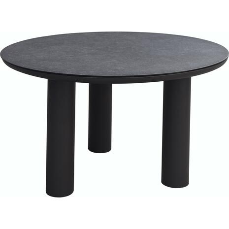 ΤΡΑΠΕΖΙ ΑΛΟΥΜΙΝΙΟΥ DOSUN HM6201.01 ΓΚΡΙ ΣΚΕΛΕΤΟΣ-3D PRINT ΓΥΑΛΙ-ΚΕΡΑΜΙΚΟ LOOK Φ120εκ