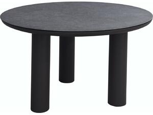 ΤΡΑΠΕΖΙ ΑΛΟΥΜΙΝΙΟΥ DOSUN HM6201.01 ΓΚΡΙ ΣΚΕΛΕΤΟΣ-3D PRINT ΓΥΑΛΙ-ΚΕΡΑΜΙΚΟ LOOK Φ120εκ