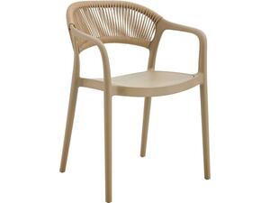 DONNA Πολυθρόνα-Pro Στοιβαζόμενη, PP-UV Tortora, Rope Wicker Φυσικό (Ε3150,3)