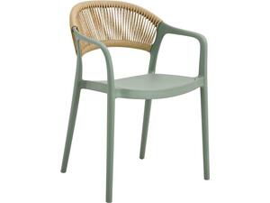 DONNA Πολυθρόνα-Pro Στοιβαζόμενη, PP-UV Πράσινο, Rope Wicker Φυσικό (Ε3150,2)