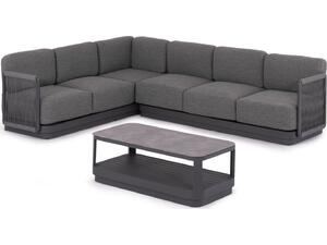 ΣΕΤ ΣΑΛΟΝΙ ΓΩΝΙΑ 3ΤΜΧ ΣΕΙΡΑ ELYSIA SM6187.01 ΣΚΟΥΡΟ ΓΚΡΙ ΑΛΟΥΜΙΝΙΟ-ΣΧΟΙΝΙ-P.E.ΥΦΑΣΜΑ