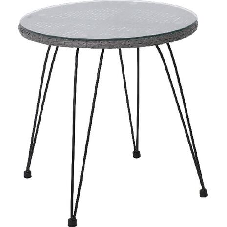 SALSA Τραπέζι Μέταλλο Βαφή Μαύρο, Wicker Γκρι (Ε244,Τ1)