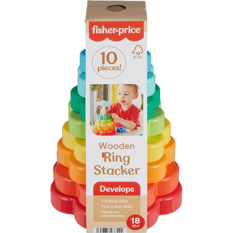 Ξύλινη Πυραμίδα Fisher Price Κινητικών Δεξιοτήτων 18+ μηνών (HXT77)