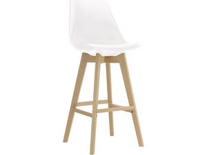 MARTIN Σκαμπό BAR Οξιά Φυσικό, Κάθισμα Η.67cm, PP-Pu Άσπρο, Μονταρισμένη Ταπετσαρία (σετ 4 τεμαχίων) (ΕΜ147,11)