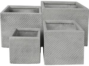 ΣΕΤ 4ΤΜΧ ΓΛΑΣΤΡΕΣ ΤΕΤΡΑΓΩΝΕΣ GARDENER HM4730 FIBERCLAY ΓΚΡΙ CEMENT 37x37x32Υεκ.