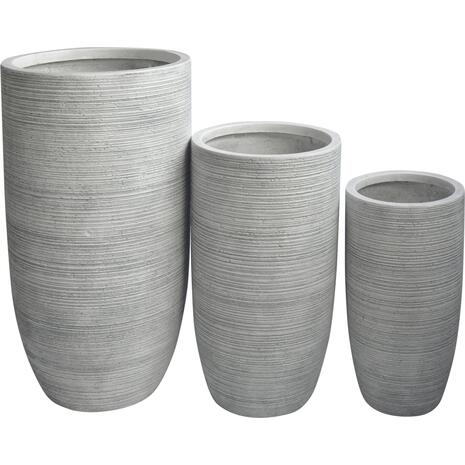 ΣΕΤ 3ΤΜΧ ΓΛΑΣΤΡΕΣ ΚΥΛΙΝΔΡΟΙ ΣΕΙΡΑ GARDENER HM4721 FIBERCLAY-ΧΡΩΜΑ CEMENT Φ42x78Υεκ