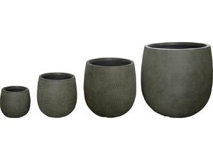 ΣΕΤ 4ΤΜΧ ΓΛΑΣΤΡΕΣ ΣΤΡΟΓΓΥΛΕΣ GARDENER HM4726 FIBERCLAY ΓΚΡΙΖΟΠΡΑΣΙΝΟ Φ52x55Υεκ