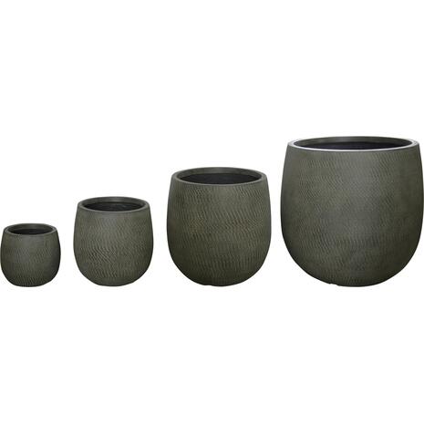 ΣΕΤ 4ΤΜΧ ΓΛΑΣΤΡΕΣ ΣΤΡΟΓΓΥΛΕΣ GARDENER HM4726 FIBERCLAY ΓΚΡΙΖΟΠΡΑΣΙΝΟ Φ52x55Υεκ
