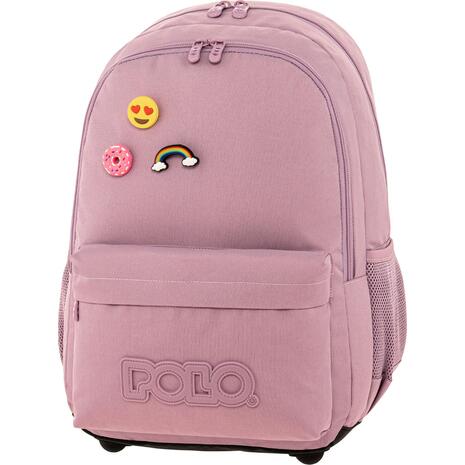 Τσάντα πλάτης 2+1 θέσεων Polo pins Lilac/λιλά