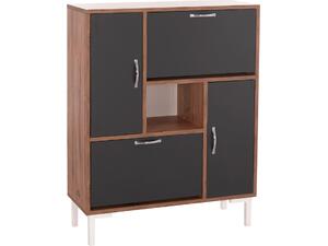 ΠΑΠΟΥΤΣΟΘΗΚΗ MEDY HM18187.02 ΜΕΛΑΜΙΝΗ ΣΕ ΦΥΣΙΚΟ & ΑΝΘΡΑΚΙ-ΜΑΥΡΑ ΠΟΔΙΑ 85x30x108.5Υεκ