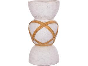 ΔΙΑΚΟΣΜΗΤΙΚΟ ΒΑΖΟ ΔΑΠΕΔΟΥ MAYNARD HM4672.02L TERRACOTTA ΛΕΥΚΟ--RATTAN Φ32x62.5Υεκ.