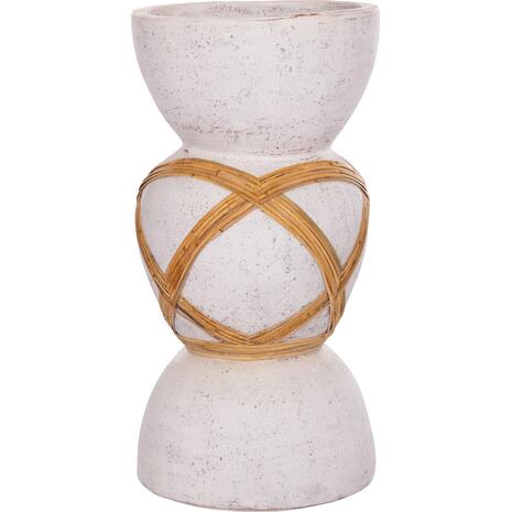 ΔΙΑΚΟΣΜΗΤΙΚΟ ΒΑΖΟ ΔΑΠΕΔΟΥ MAYNARD HM4672.02L TERRACOTTA ΛΕΥΚΟ--RATTAN Φ32x62.5Υεκ.