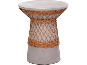 ΒΟΗΘΗΤΙΚΟ ΤΡΑΠΕΖΙ ΣΤΡΟΓΓΥΛΟ DELIA HM18167.03 FIBER CEMENT ΓΚΡΙ & RATTAN Φ40x45Υεκ