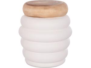 ΣΚΑΜΠΟ PUFFAT HM18172.02 FIBER CEMENT ΛΕΥΚΟ- ΞΥΛΟ TEAK TOP Φ45x46Υεκ.
