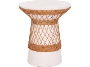 ΒΟΗΘΗΤΙΚΟ ΤΡΑΠΕΖΙ ΣΤΡΟΓΓΥΛΟ DELIA HM18167.02 FIBER CEMENT ΛΕΥΚΟ & RATTAN Φ40x45Υεκ